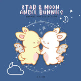 Star and Moon Angel Bunnies Enamel Pin