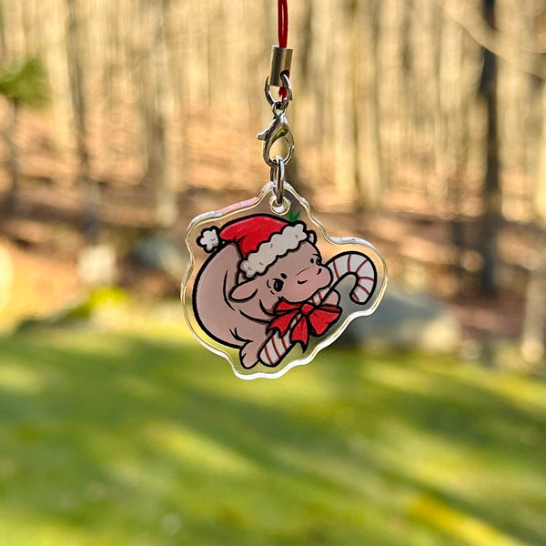 Winter Moo Deng Phone Charm