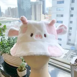 Pink Strawberry Cow Bucket Hat