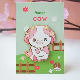 Flower Cow Enamel Pin