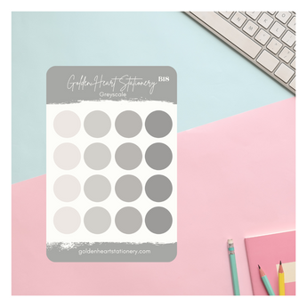 Big and Small Dots Sticker Sheet - Greyscale